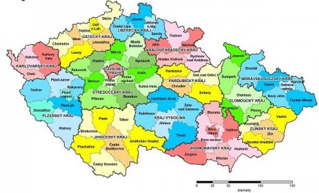 Kraje a okresy v České republice na mapě