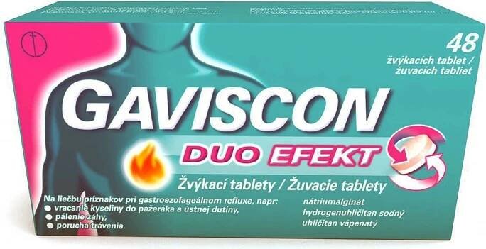 GAVISCON DUO EFEKT POR 250MG/106,5MG/187,5MG TBL MND 48
