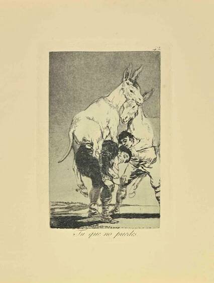 Francisco Goya - Tu Que no Puedes - Etching and and Aquatint by Francisco Goya - 1881