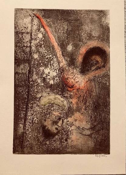 Bohuslav Reynek , grafika - suchá jehla z r.1960, sign. - Výtvarné umění