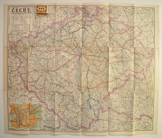 ČECHY - FASTROVA AUTOMOBILISTICKÁ A CYKLISTICKÁ MAPA SILNIČNÍ - 1935 - Staré mapy a veduty