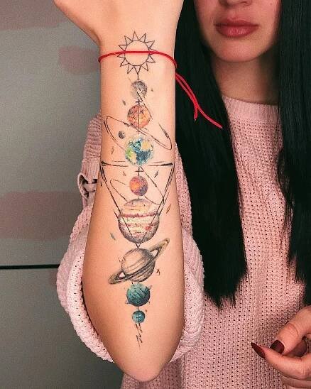 La imagen puede contener: una o más personas y parte del primer plano del cuerpoImágenes efectivas que le proporcionamos s… | Galaxy tattoo, Tattoos, Planet tattoos
