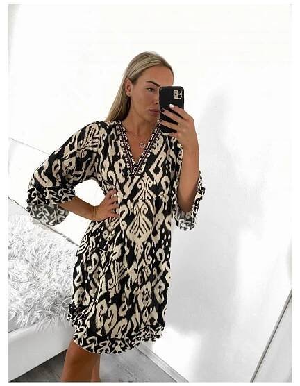 Šaty letní oversize dlouhý rukáv dámské nadrozměr (S/M/L/XL/2XL ONE SIZE) ITALSKÁ MÓDA IMPLI235543/DU - VMObleceni.cz