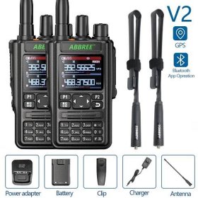 2PCS ABBREE AR-869 GPS Bluetooth APP Bezdrátová kopírovací frekvence Air Band Type-C Amatérské rádio VOX Lovecká vysílačka