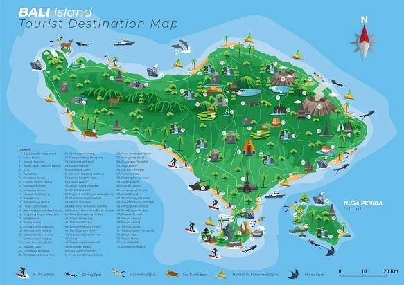 Explore your top tourist Bali Map - Neptune Scuba Diving