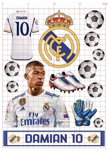 Výtisk cukrový na dort Real Madrid personalizovaný FOTBALISTA MÍČ Zápas Značka Cake Lady