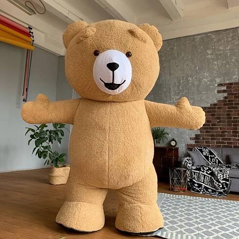 Giant Brown Teddy Bear Inflatable Costume - Cute Cartoon Animal Jumpsuit for Christmas, Halloween, Parties, Masquerade Balls, Family * & *