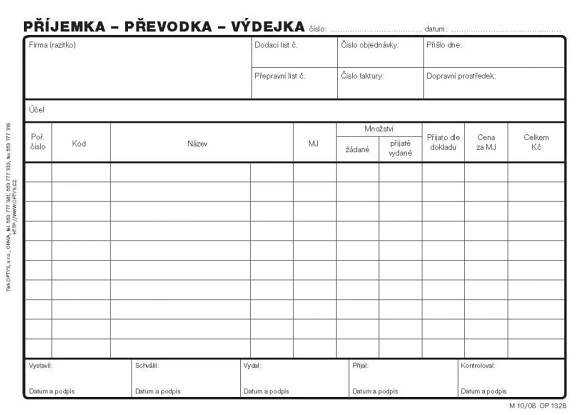 1328 Příjemka-převodka-výdejka, A5, 50 listů, NCR