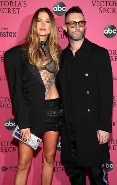 Behati Prinsloo and Adam Levine attends the 2018 Victoria's Secret Fashion Show After Party on November 8, 2018 in New York City