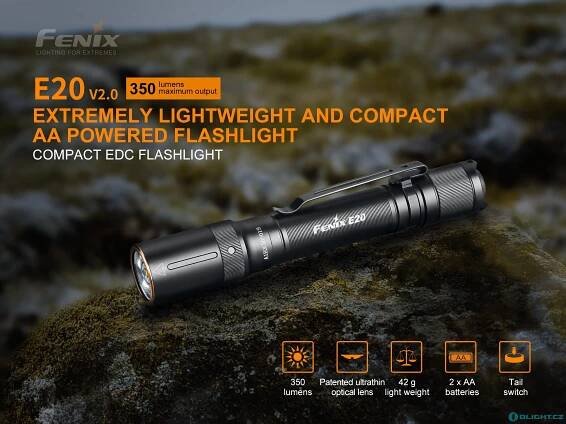 LED svítilna Fenix E20 V2.0 (350 lumenů) - Olight - špičkové svítilny a čelovky