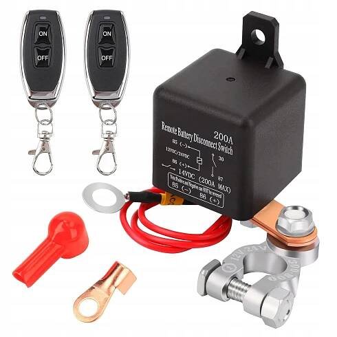 ZREE VYPÍNAČ PROUDU Z AUTOBATERIE 12V 200A NA 2X DÁLKOVÉ OVLÁDÁNÍ