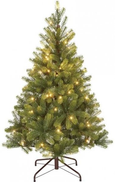 VLC Umělý vánoční stromek jedle NAGANO zelená, 80xLED, 480xvětev, pr. 78x120 cm