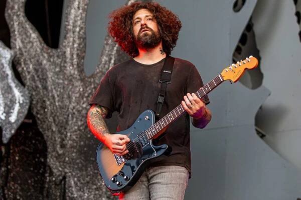 Joe Trohman of Fall Out Boy performs during the Hella Mega Tour at Comerica Park on August 10, 2021 in Detroit, Michigan.