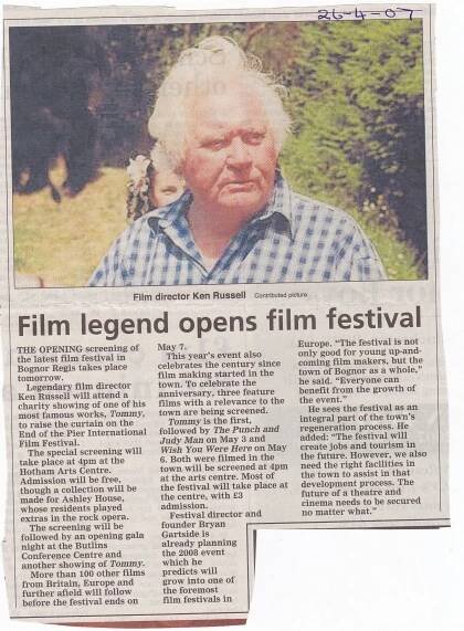 Ken Russell, film festival, Bognor Regis in 2007.