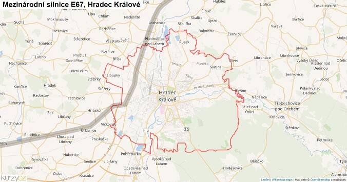 Hradec Králové, Silnice E67 - Mapa | Kurzy.cz