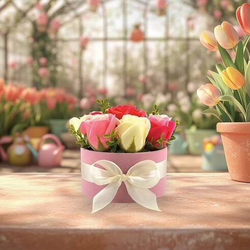 Květinová kytice Krabička Roze Flowerbox Mýdlová krabička na narozeniny Kód výrobce 16107-1