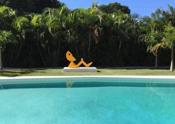 (Hugo) In the Garden, 2016-Dimensions: 38 x 60 x 20 inches-powder-coated aluminum-Sculpture by Jorge Blanco © 2017