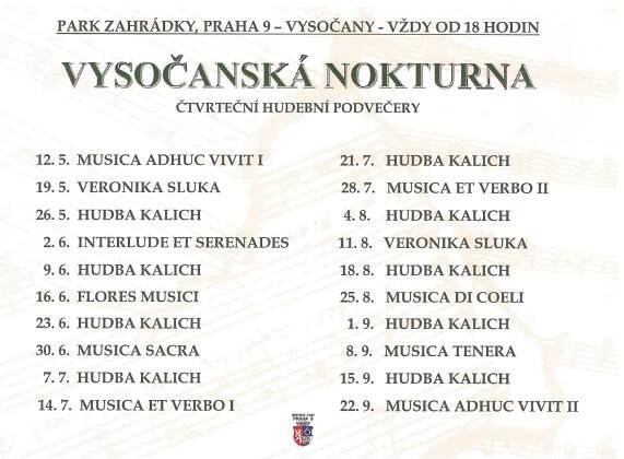 Vysočanská nokturna - čtvrteční hudební podvečery - Park Zahrádky