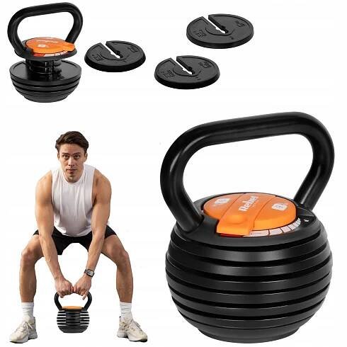 Kettlebell litinový automatický nastavitelné závaží koule 9kg REBEL ACTIVE