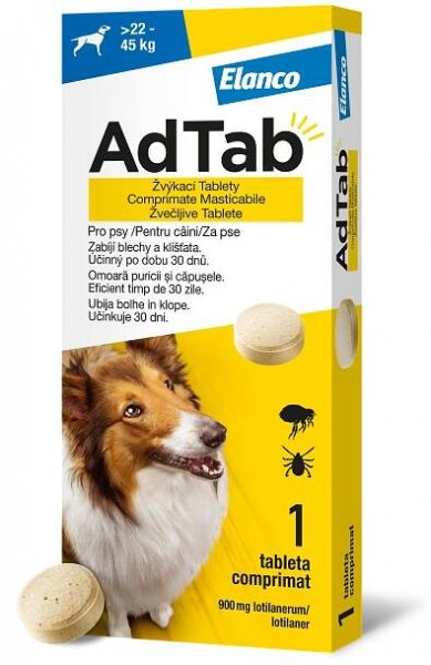 AdTab 900 mg žvýkací tablety pro psy 22-45 kg 1 tbl