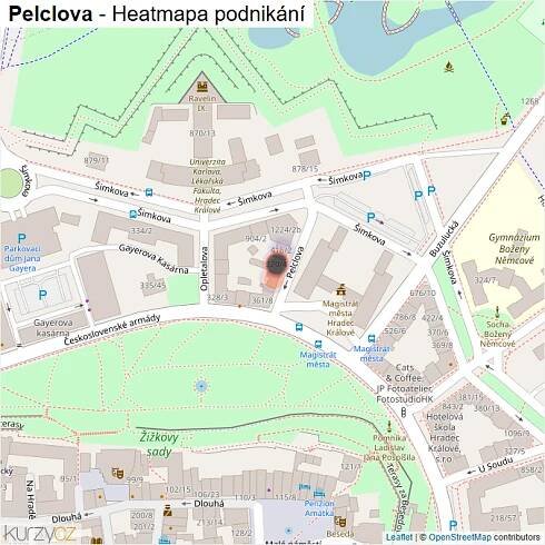 Mapa Pelclova - Firmy v ulici.