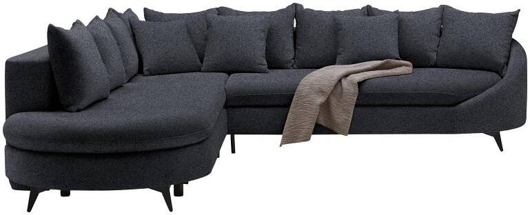 Rohová sedačka AXEL, levá, tmavé zelená tkanina - černá/tmavě zelená, Moderní, kov/textil (250/87/291cm) - Mömax