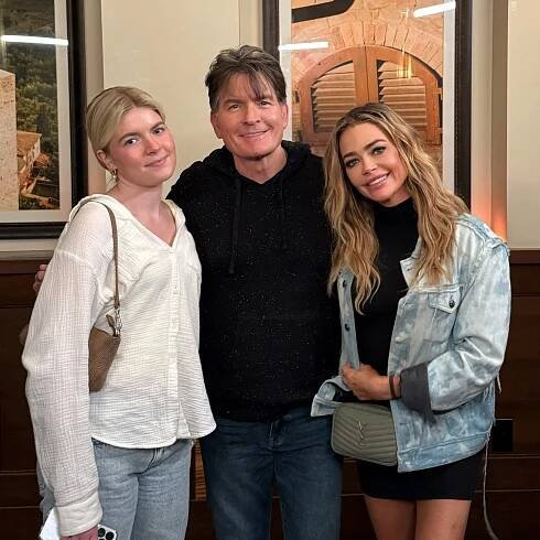 Lola Sheen, Charlie Sheen, Denise Richards pose together.