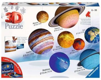 RAVENSBURGER Puzzle 3D Sluneční soustava 8x puzzleball 522 dílků plast - zvětšit obrázek