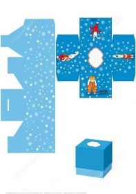 Šablona na vánoční dárkovou krabici s králíky | Vystřihovánky pro děti k vytisknutí zdarma