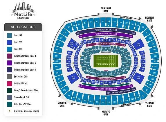 MetLife Stadium Seating Map (5-13-24)
