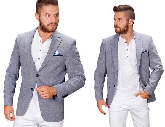 Módní sako šedá pánská bunda Fp-2 vel 58/xxl Frappoli Sportovní Elegantní