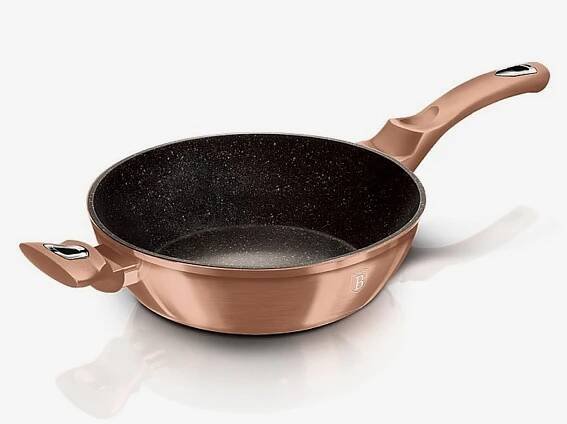 Berlingerhaus Pánev hluboká s mramorovým povrchem a poklicí 28 cm Rosegold Metallic Line BERLINGERHAUS