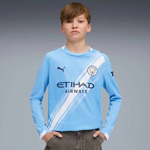 Manchester City 25/26 Long Sleeve Home Jersey Youth