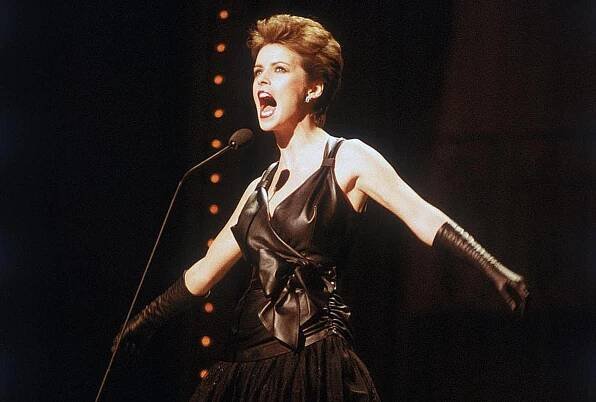 Sheena Easton singing at the Royal Variety Command Perfomance, London, 1982.