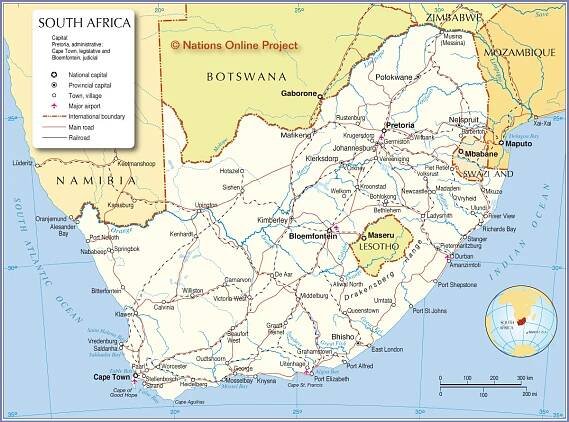 South Africa Map – Political, Physical, Regions & Cities Maps of South Africa