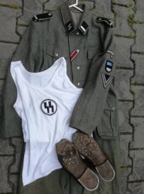 komplet uniforma Waffen - SS, blůza,kalhoty, boty, nátělník WH SS LW - Vojenské sběratelské předměty