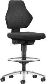Pracovní otočná židle AIR FLOW – bimos s kolečky brzděnými při zatížení a nožním kruhem