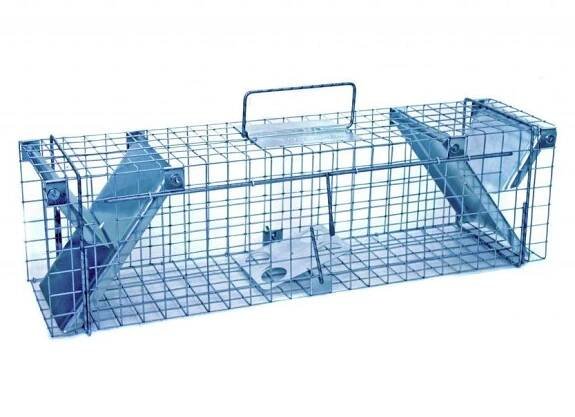 Sklopec se dvěma vstupy na malé kuny/kočky/lasice/tchoře/potkany pozinkovaný drát 65 x 17 x 20 cm od 740 Kč