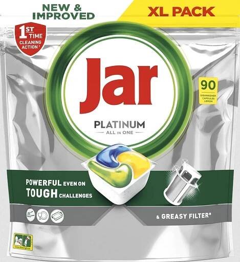 Jar Platinum All In One Kapsuly Do Umývačky Riadu Citrón, 90 Kapsúl 1×90ks, Kapsuly Do Umývačky Riadu