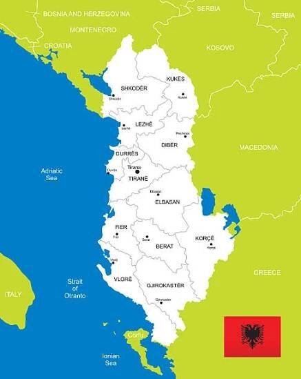 mapa albánie - elbasan stock ilustrace