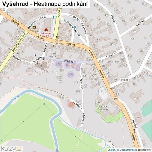 Mapa Vyšehrad - Firmy v ulici.