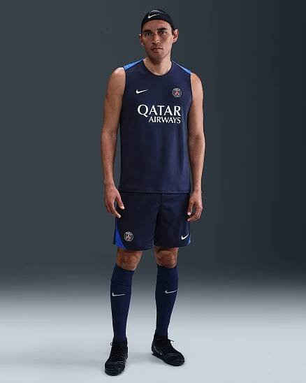 Pánské pleteninové fotbalové kraťasy Dri-FIT Paris Saint-Germain Strike - Midnight Navy/Hyper Royal/Bílá