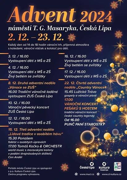 Českolipsko se chystá na advent. Nabídne trhy, slet andělů i hvězdné koncerty