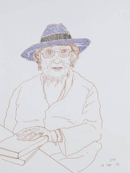     Drue Heinz,    by David Hockney,    2002,    NPG 6674,    © David Hockney 2002