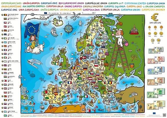 Mapa Evropy pro děti - Evropská unie hrou