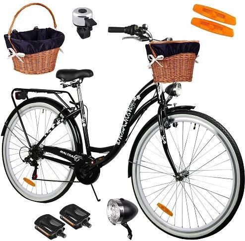MalTrack Citybike Dreamer 6-rýchlostný čierny 28" mestský bicykel + košík