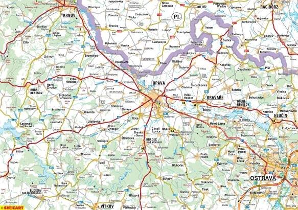 Opavsko a Opavské Slezsko - mapa