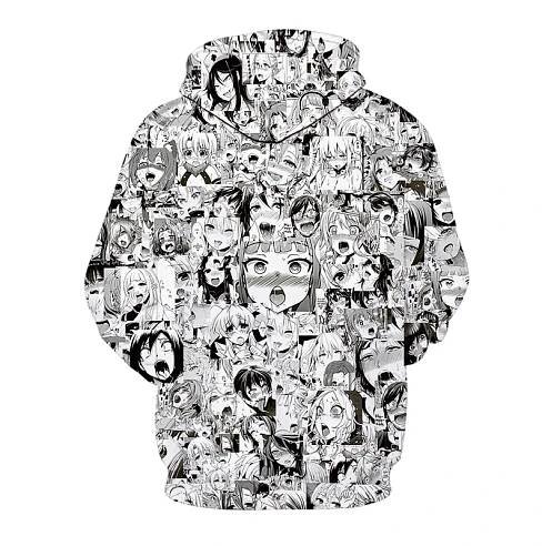 Mikina Ahegao s kapucňou s 3D japonským anime potlačou