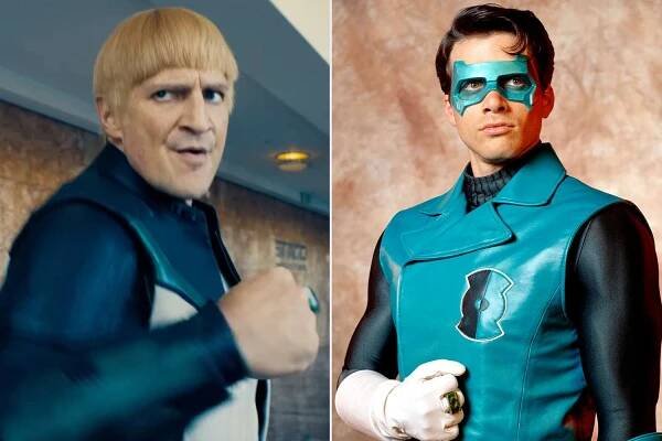 Nathan Fillion as Guy Gardner in 'Superman' (2025) ; Matthew Settle as Guy Gardner in 'Justice League of America' (1997). 