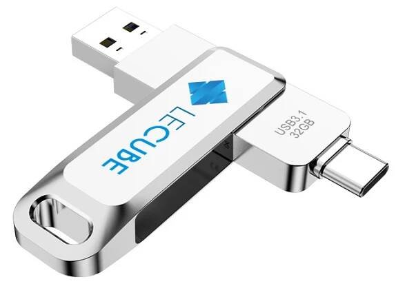 Kovový otočný USB 3.1 flash disk s konektory USB-C (Type-C) a USB-A | Société s.r.o.